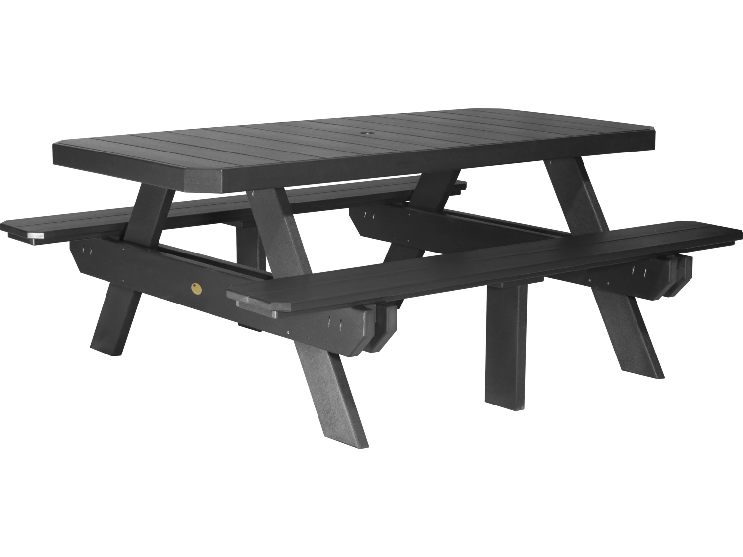 LuxCraft Recycled Plastic 73.5 X 64 Rectangular Picnic Table With Umbrella Hole 5 LuxCraft Recycled Plastic 73.5 X 64 Rectangular Picnic Table With Umbrella Hole - Image 5