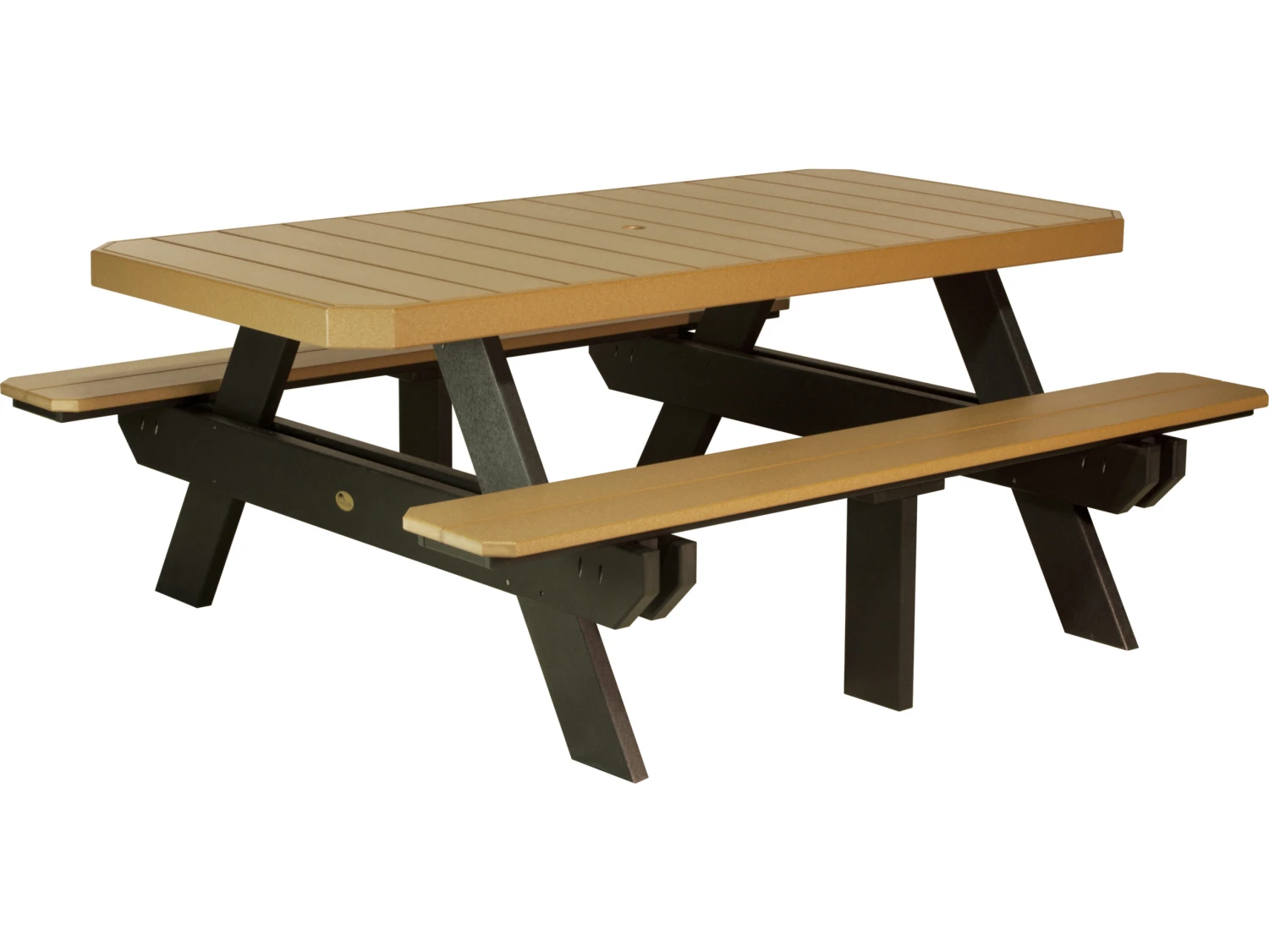 LuxCraft Recycled Plastic 73.5 X 64 Rectangular Picnic Table With Umbrella Hole 6 LuxCraft Recycled Plastic 73.5 X 64 Rectangular Picnic Table With Umbrella Hole - Image 6