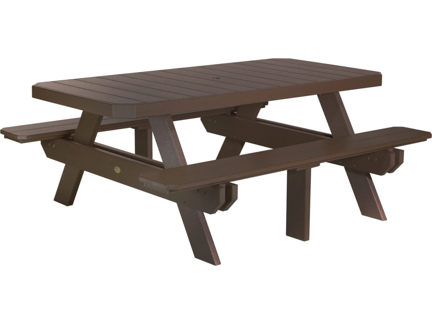 LuxCraft Recycled Plastic 73.5 X 64 Rectangular Picnic Table With Umbrella Hole 7 LuxCraft Recycled Plastic 73.5 X 64 Rectangular Picnic Table With Umbrella Hole - Image 7