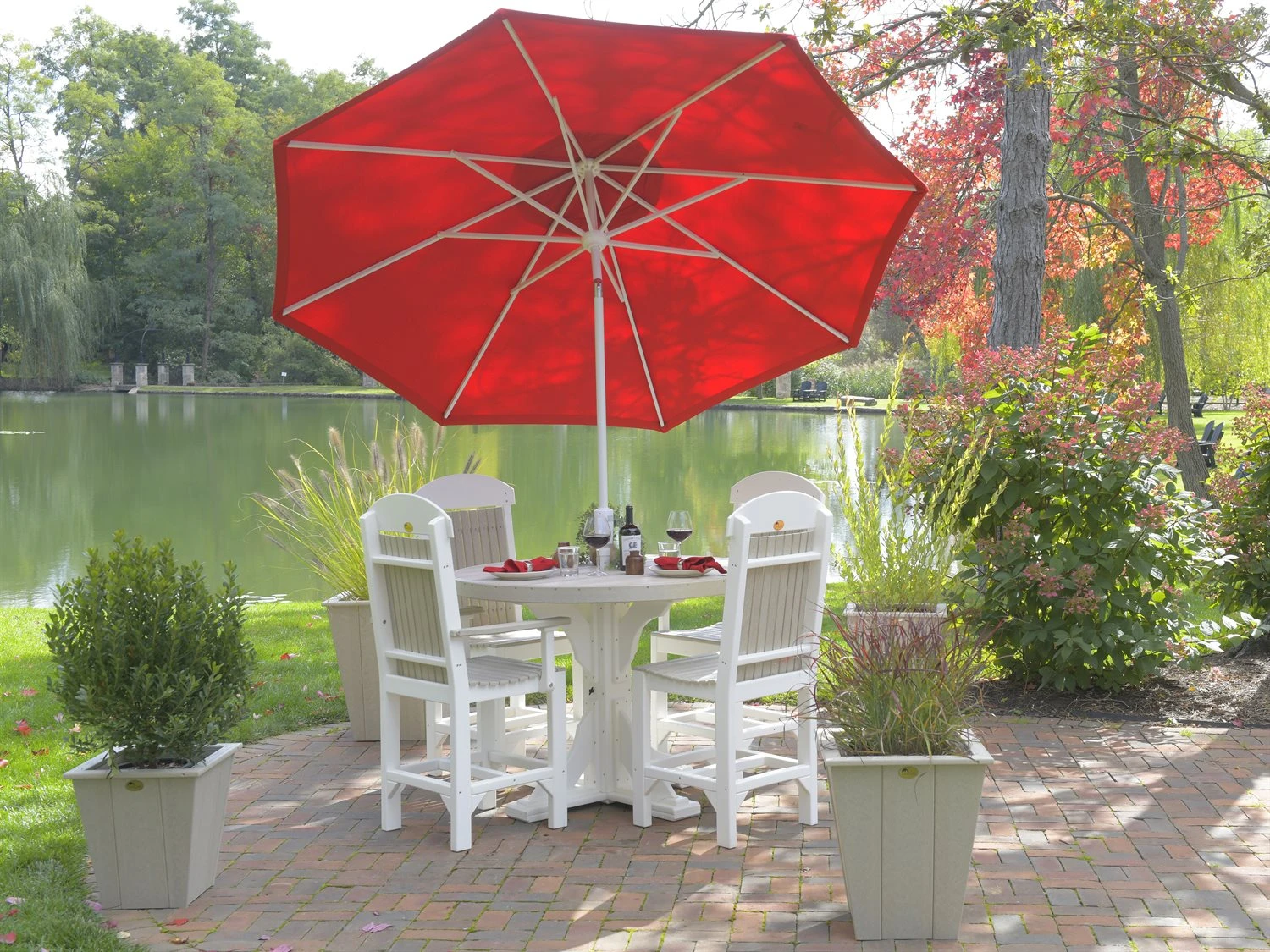 LuxCraft Recycled Plastic 48 Round Counter Height Table With Umbrella Hole 2 LuxCraft Recycled Plastic 48 Round Counter Height Table With Umbrella Hole - Image 2