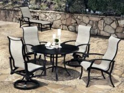 Patio Vibe Store 11 Mallin Fulton 4000 Series Aluminum 48'' Round Dining Table With Umbrella Hole
