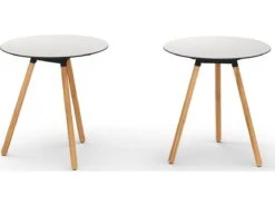 MamaGreen Daisy Aluminum Teak 28'' Round HPL Top Counter Table -Patio Vibe Store MMGDAI504 zm