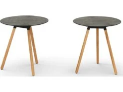 MamaGreen Daisy Aluminum Teak 28'' Round HPL Top Counter Table -Patio Vibe Store MMGDAI505 zm