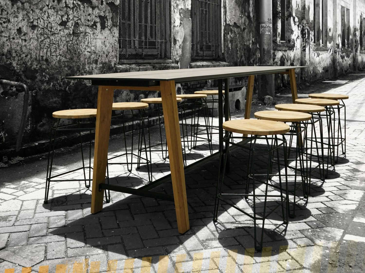 MamaGreen Sato Teak 120''W X 29''D Rectangular Counter Table 3 MamaGreen Sato Teak 120''W X 29''D Rectangular Counter Table - Image 3