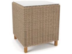 Forever Patio Carlisle Wicker Alabaster 22'' Square Glass Top End Table -Patio Vibe Store NCFPCARETAL4 zm