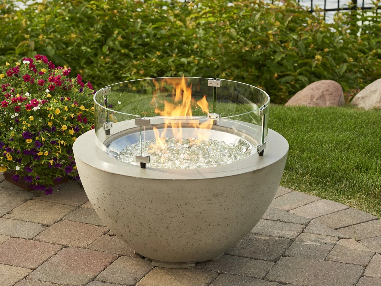 Outdoor Greatroom Cove Natural Grey Super Cast Concrete 29'' Round Gas Fire Pit Bowl 4 Outdoor Greatroom Cove Natural Grey Super Cast Concrete 29'' Round Gas Fire Pit Bowl - Image 4