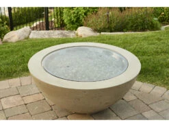 Outdoor Greatroom Cove Natural Grey Supercast Concrete 42'' Round Gas Fire Pit Bowl -Patio Vibe Store OGCV303 zm