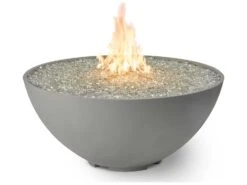 Outdoor Greatroom Cove Edge Concrete Natural Grey 42'' Round Gas Fire Pit Bowl -Patio Vibe Store OGCV30E3 zm