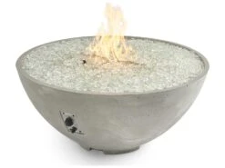 Outdoor Greatroom Cove Edge Concrete Natural Grey 42'' Round Gas Fire Pit Bowl -Patio Vibe Store OGCV30E4 zm