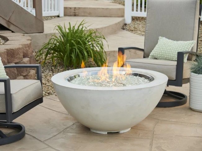 Outdoor Greatroom Cove Concrete White 42'' Round Gas Fire Pit Bowl 1 Outdoor Greatroom Cove Concrete White 42'' Round Gas Fire Pit Bowl