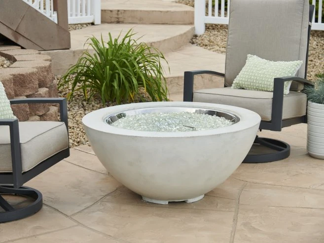 Outdoor Greatroom Cove Concrete White 42'' Round Gas Fire Pit Bowl 2 Outdoor Greatroom Cove Concrete White 42'' Round Gas Fire Pit Bowl - Image 2