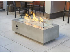 Outdoor Greatroom Cove Concrete Natural Grey 54''W X 24''D Rectangular Linear Gas Fire Table -Patio Vibe Store OGCV5414 zm