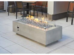 Outdoor Greatroom Cove Concrete Natural Grey 54''W X 24''D Rectangular Linear Gas Fire Table -Patio Vibe Store OGCV5416 zm