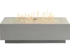 Outdoor Greatroom Cove Concrete Natural Grey 54''W X 24''D Rectangular Linear Gas Fire Table -Patio Vibe Store OGCV543 zm