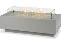 Outdoor Greatroom Cove Concrete Natural Grey 54''W X 24''D Rectangular Linear Gas Fire Table -Patio Vibe Store OGCV544 zm