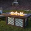Outdoor Greatroom Denali Brew Wood Mocha 42''W X 12''D Rectangular Linear Gas Fire Pit Table