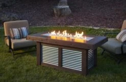 Outdoor Greatroom Denali Brew Wood Mocha 42''W X 12''D Rectangular Linear Gas Fire Pit Table
