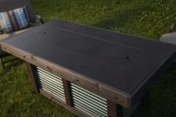 Outdoor Greatroom Denali Brew Wood Mocha 42''W X 12''D Rectangular Linear Gas Fire Pit Table -Patio Vibe Store OGDENBR12424 zm