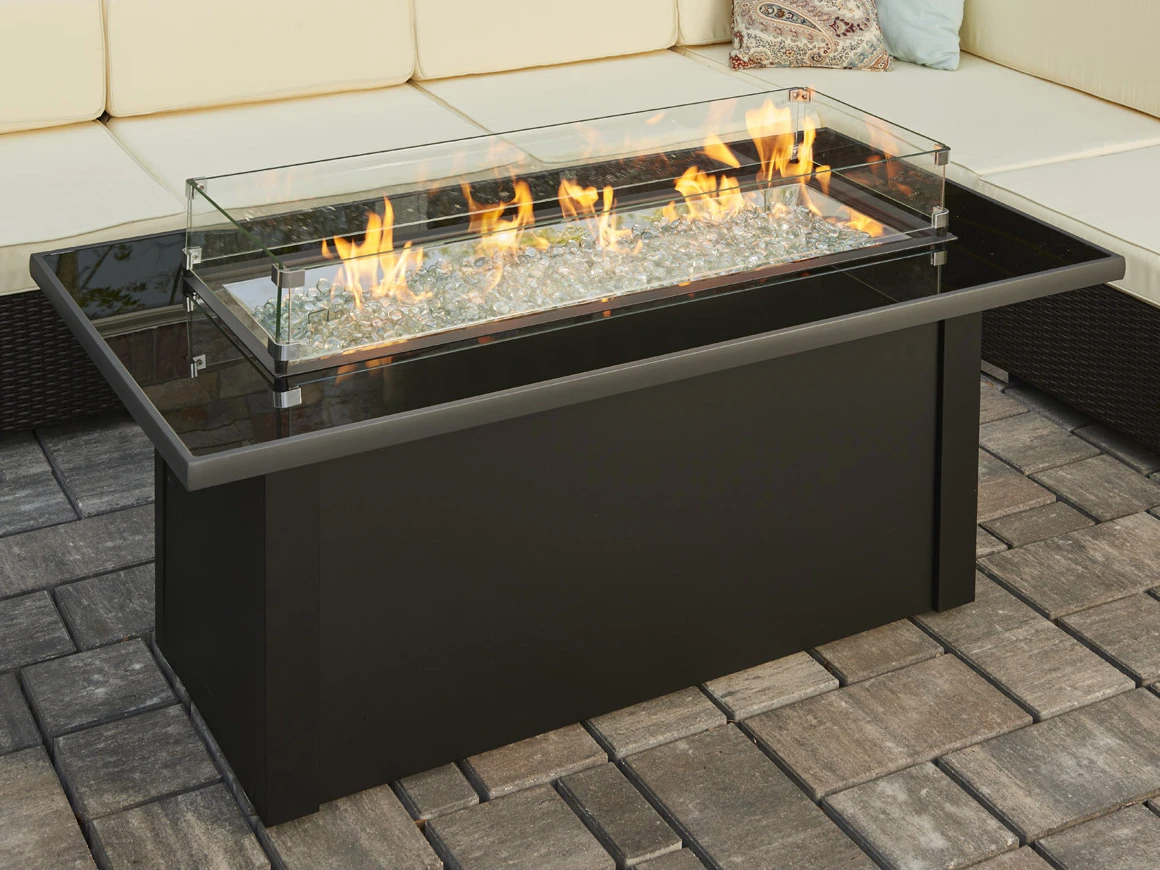 Outdoor Greatroom Monte Carlo Steel Black 59''W X 30''D Rectangular Fire Table With Black Glass Top 2 Outdoor Greatroom Monte Carlo Steel Black 59''W X 30''D Rectangular Fire Table With Black Glass Top - Image 2
