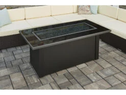 Outdoor Greatroom Monte Carlo Steel Black 59''W X 30''D Rectangular Fire Table With Black Glass Top