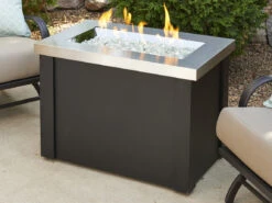 Outdoor Greatroom Providence Steel Black 32''W X 20''D Rectangular Crystal Fire Pit Table