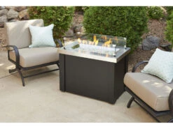 Outdoor Greatroom Providence Steel Black 32''W X 20''D Rectangular Crystal Fire Pit Table -Patio Vibe Store OGPROV1224SS3 zm