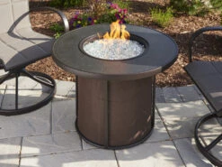 Outdoor Greatroom Stonefire Aluminum Brown Mesh 32'' Round Gas Fire Pit Table -Patio Vibe Store OGSF32K3 zm