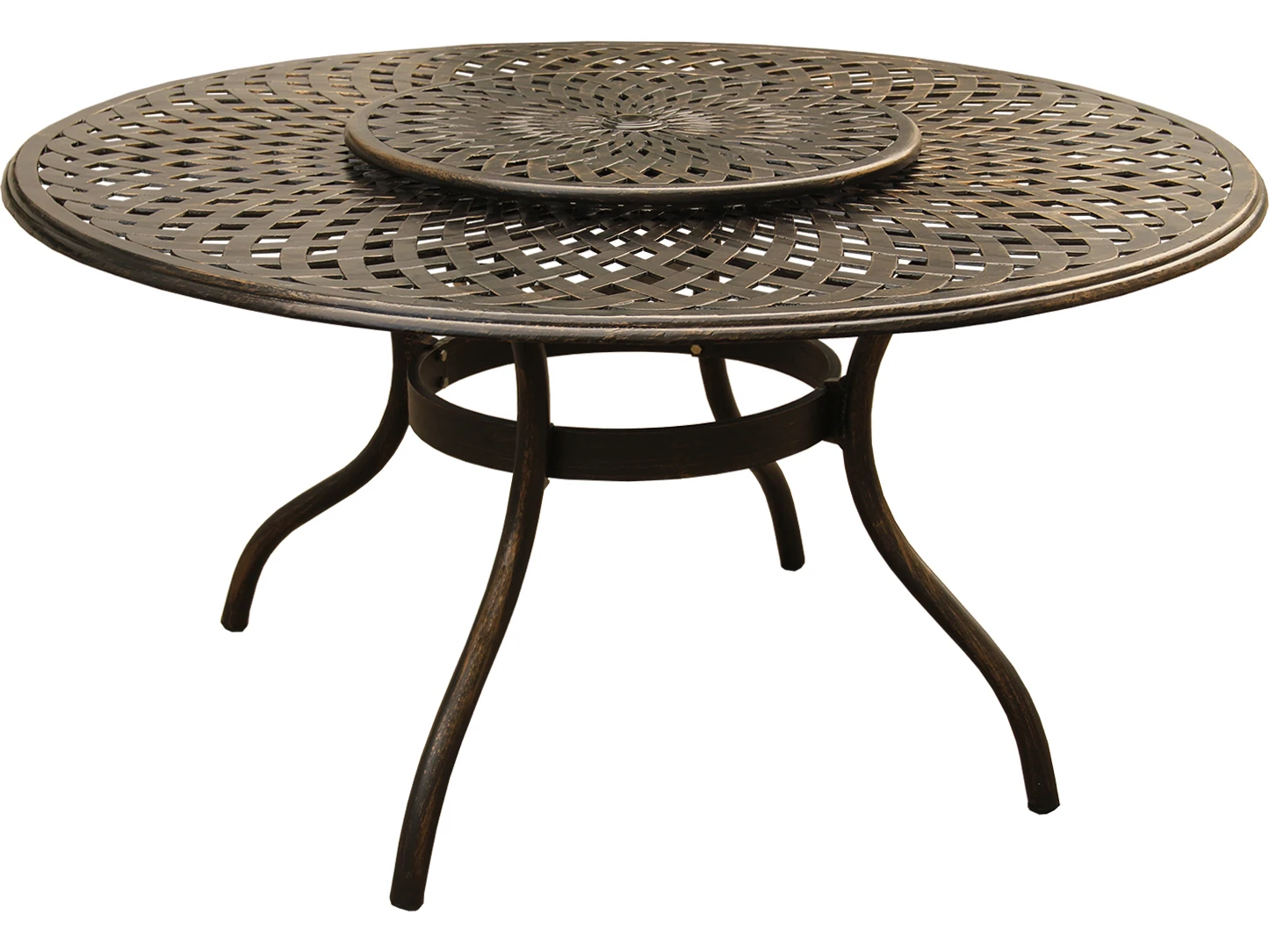 Oakland Living Mesh Modern Aluminum Bronze 59'' Round Dining Table With Lazy Susan 1 Oakland Living Mesh Modern Aluminum Bronze 59'' Round Dining Table With Lazy Susan