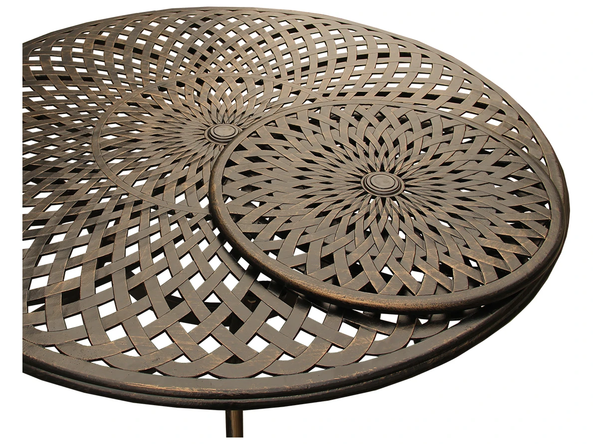 Oakland Living Mesh Modern Aluminum Bronze 59'' Round Dining Table With Lazy Susan 2 Oakland Living Mesh Modern Aluminum Bronze 59'' Round Dining Table With Lazy Susan - Image 2