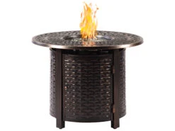 Oakland Living Aluminum 34 In. Round Propane Fire Table With Fire Beads
