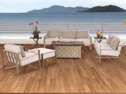 Castelle Classical Firepits 52 Wide Cast Aluminum Rectangular Fire Pit Table