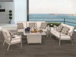 Castelle Moderna Cast Aluminum 44 Square Coffee Table W/ Firepit And Lid