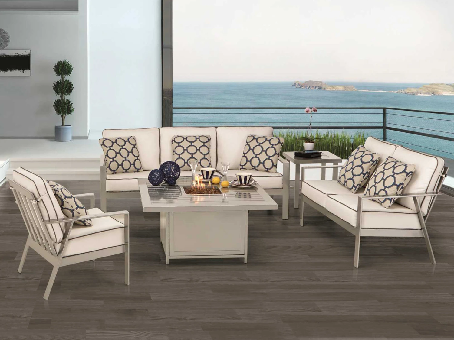 Castelle Moderna Cast Aluminum 44 Square Coffee Table W/ Firepit And Lid 1 Castelle Moderna Cast Aluminum 44 Square Coffee Table W/ Firepit And Lid