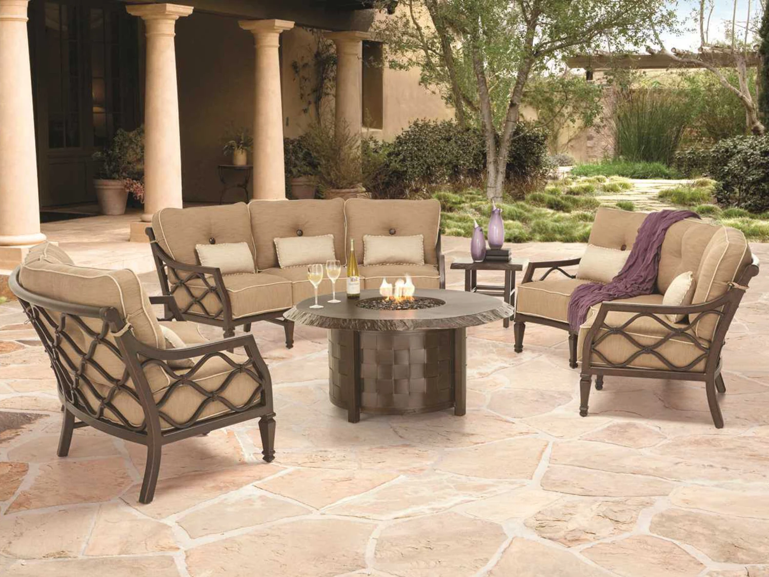 Castelle Classical Cast Aluminum 40 Round Firepit With Lid 1 Castelle Classical Cast Aluminum 40 Round Firepit With Lid