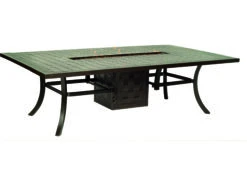 Castelle Classical Cast Aluminum 108 X 54 Rectangular Dining Table With Firepit And Lid -Patio Vibe Store PFVRF108WL zm