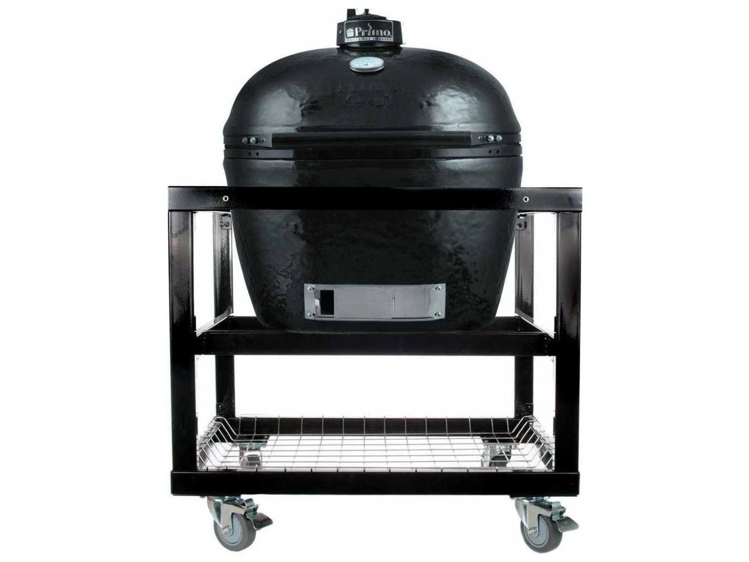 Primo Oval Large Charcoal Grill With Stainless Steel Cart 1 Primo Oval Large Charcoal Grill With Stainless Steel Cart