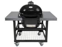Primo Oval XL Jack Daniels Edition Charcoal Grill With Stainless Steel Cart And Side Shelves