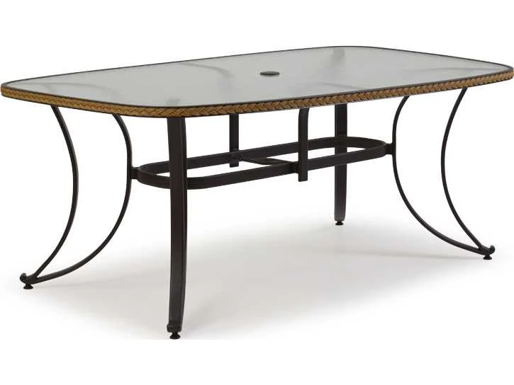 Watermark Living Cape Town Aluminum 73''W X 42'' Rectangular Black Boat Shape Dining Table With Glass Top 5 Watermark Living Cape Town Aluminum 73''W X 42'' Rectangular Black Boat Shape Dining Table With Glass Top - Image 5