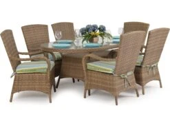 Watermark Living Alexandria Wicker 70''W X 40''D Oval Glass Top Dining Table