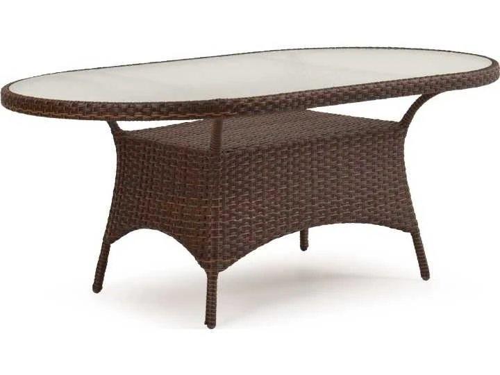 Watermark Living Alexandria Wicker 70''W X 40''D Oval Glass Top Dining Table 6 Watermark Living Alexandria Wicker 70''W X 40''D Oval Glass Top Dining Table - Image 6