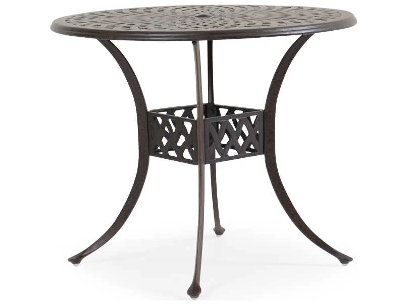 Watermark Living Oxford Cast Aluminum Weathered Black 42'' Round Counter Table With Umbrella Hole 2 Watermark Living Oxford Cast Aluminum Weathered Black 42'' Round Counter Table With Umbrella Hole - Image 2