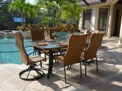 Watermark Living Cape Town Aluminum 73''W X 42'' Rectangular Black Boat Shape Dining Table With Glass Top 7 Watermark Living Cape Town Aluminum 73''W X 42'' Rectangular Black Boat Shape Dining Table With Glass Top -Patio Vibe Store PSCPETWNDINSET21 zm