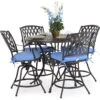 Watermark Living Oxford Cast Aluminum Weathered Black 42'' Round Counter Table With Umbrella Hole
