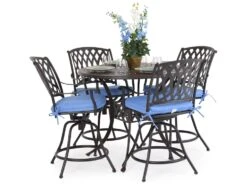 Patio Vibe Store 35 Watermark Living Oxford Cast Aluminum Weathered Black 42'' Round Counter Table With Umbrella Hole