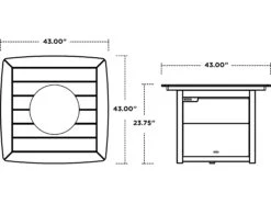 POLYWOOD® Nautical Recycled Plastic 42'' Square Fire Pit Table -Patio Vibe Store PWCTF42N20 zm