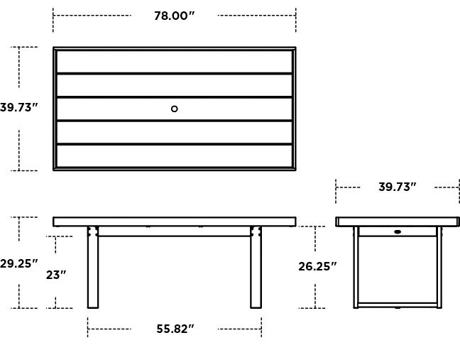 POLYWOOD® Edge Recycled Plastic 78''W X 40''D Rectangular Dining Table With Umbrella Hole 10 POLYWOOD® Edge Recycled Plastic 78''W X 40''D Rectangular Dining Table With Umbrella Hole - Image 10