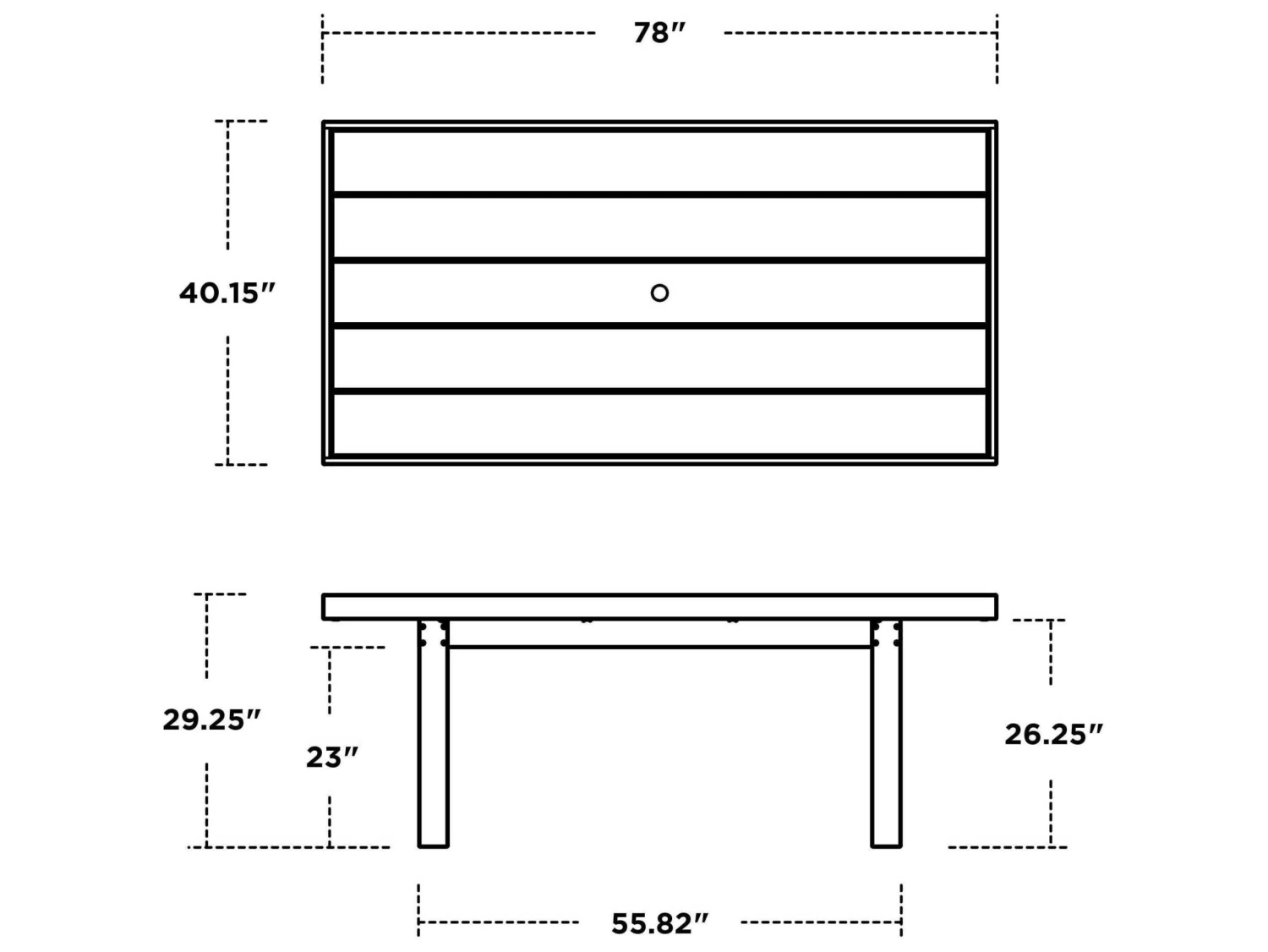 POLYWOOD® Edge Recycled Plastic 78''W X 40''D Rectangular Dining Table With Umbrella Hole 9 POLYWOOD® Edge Recycled Plastic 78''W X 40''D Rectangular Dining Table With Umbrella Hole - Image 9