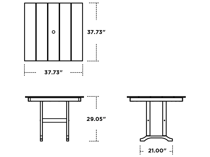 POLYWOOD® Farmhouse Recycled Plastic 37'' Square Dining Table With Umbrella Hole 9 POLYWOOD® Farmhouse Recycled Plastic 37'' Square Dining Table With Umbrella Hole - Image 9