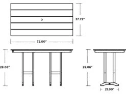 POLYWOOD® Farmhouse Recycled Plastic 72''W X 37''D Rectangular Dining Table With Umbrella Hole -Patio Vibe Store PWFDT377220 zm