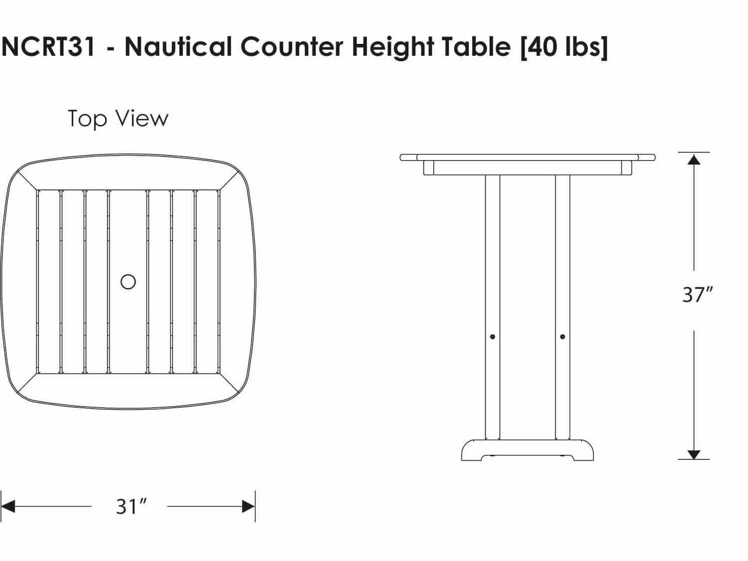 POLYWOOD® Nautical Recycled Plastic 31'' Square Counter Height Table 8 POLYWOOD® Nautical Recycled Plastic 31'' Square Counter Height Table - Image 8